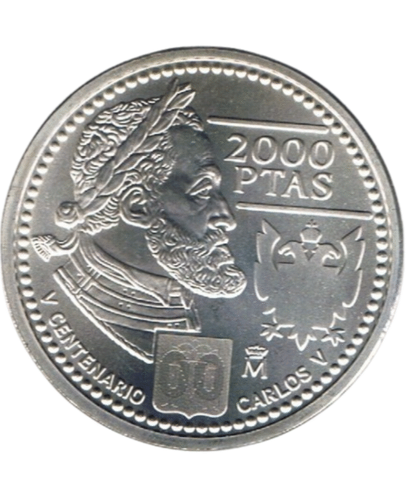 Moneda Plata V Centenario Carlos v 2000 anverso/GoldenArt