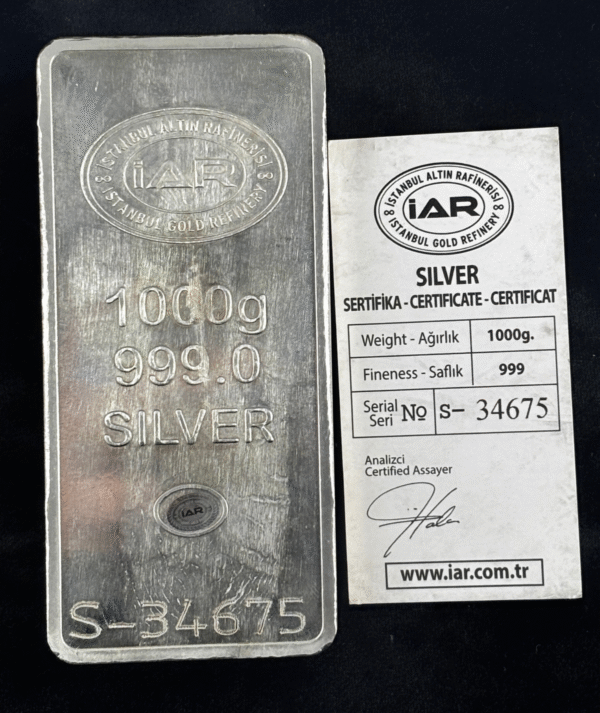 Lingote Plata 1000 gr IAR delantera_ GOLDENART Lingote Plata 1000 gr IAR delantera_ GOLDENART