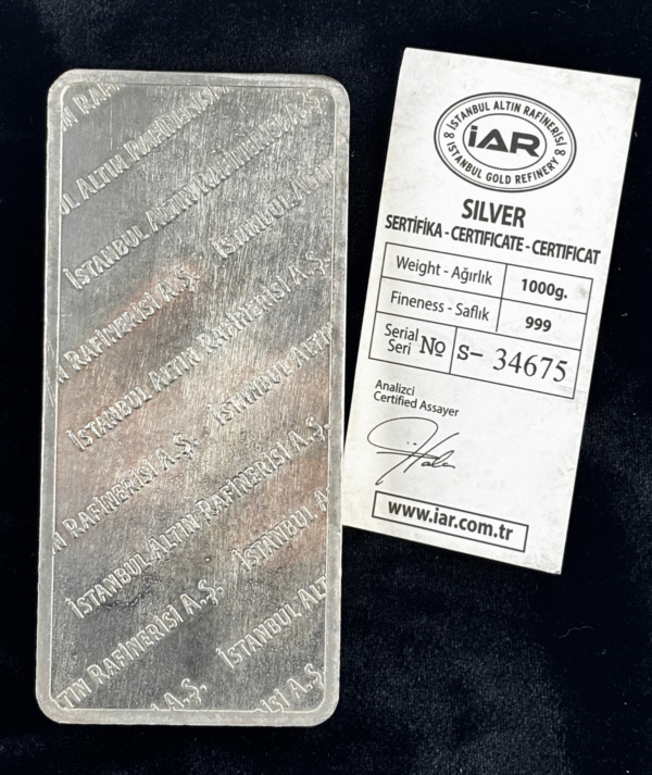 lingote Plata 1000 gr IAR trasera GOLDENART Lingote Plata 1000 gr IAR