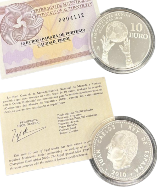 Moneda Plata Campeones del Mundo Sudáfrica 2010 anver/GoldenArt