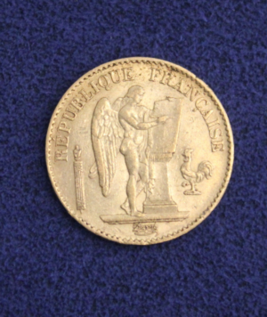 Moneda Oro 20 Francos Franceses Génie 1876_ anverso/GoldenArt Moneda Oro 20 Francos Franceses Génie 1876_ anverso/GoldenArt