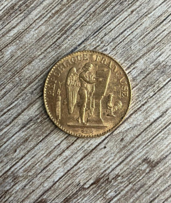 Moneda Oro 20 Francos Franceses Génie 1897 reverso/GoldenArt Moneda Oro 20 Francos Franceses Génie 1897 reverso/GoldenArt