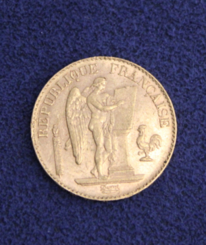 Moneda Oro 20 Francos Franceses Génie 1897_ anverso/GoldenArt Moneda Oro 20 Francos Franceses Génie 1897_ anverso/GoldenArt