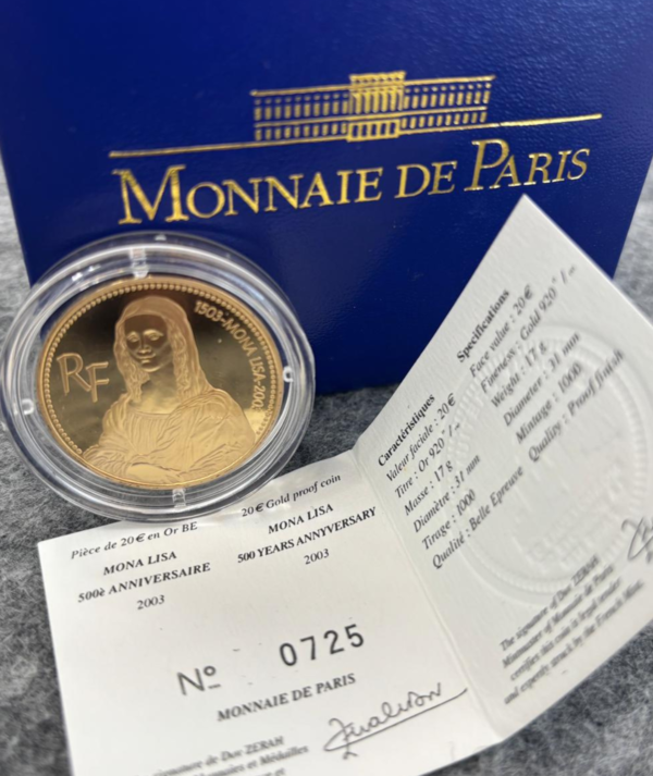 Moneda Oro Mona Lisa 1503 - 2003 portada/GoldenArt Moneda Oro Mona Lisa 1503 - 2003 portada/GoldenArt