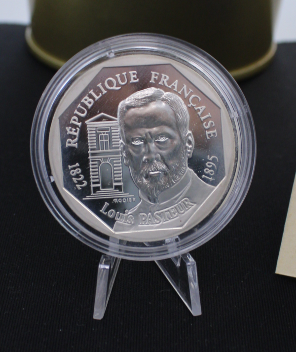 Moneda Plata Louis Pasteur 1995 _ PORTADA/GOLDENART