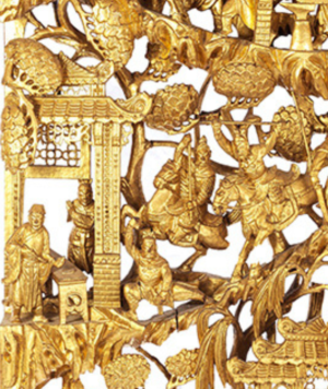 Tallado chino «Caballeros guerreros - GOLDENART