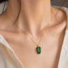 Colgante de Jadeíta Natural Tipo A Certificado NGTC – Plata 925 bañada en Oro de 18K