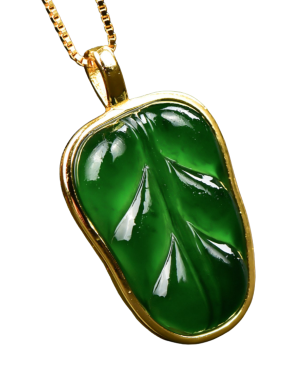 Colgante de Jadeíta Natural Tipo A Certificado NGTC – Plata 925 bañada en Oro de 18K_ dos/ Goldenart