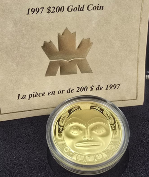Moneda Oro La Máscara de Haida 1997 portada/GoldenArt