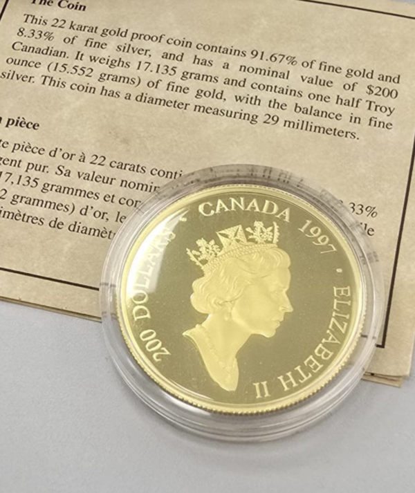 Moneda Oro La Máscara de Haida 1997_ reverso/GoldenArt