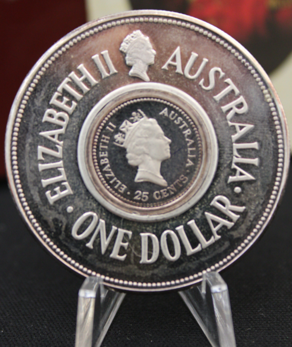 Moneda Plata Holey Dollar and Dump 1988_ reverso/GoldenArt Moneda Plata Holey Dollar and Dump 1988_ reverso/GoldenArt