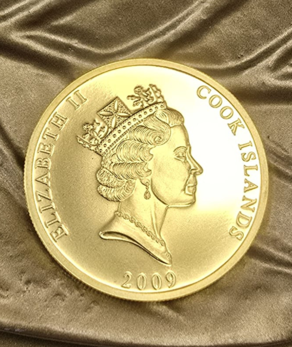 Moneda Oro Bounty Islas Cook 2009 reverso/Goldenart