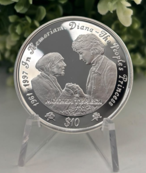 Moneda Plata Diana y Madre Teresa de Calcuta 1997 _ reverso_GoldenArt